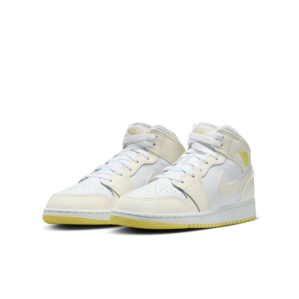 Air Jordan 1 Mid Big Kids' Shoes (GS) 'Sail/Laser Orange/White'