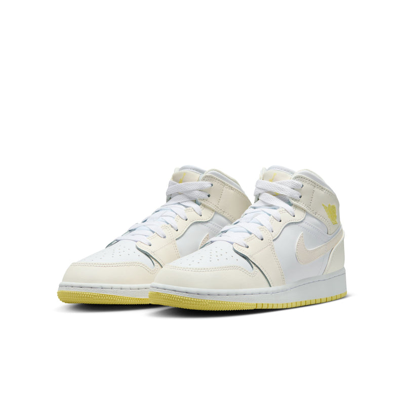 Air Jordan 1 Mid Big Kids' Shoes (GS) 'Sail/Laser Orange/White'