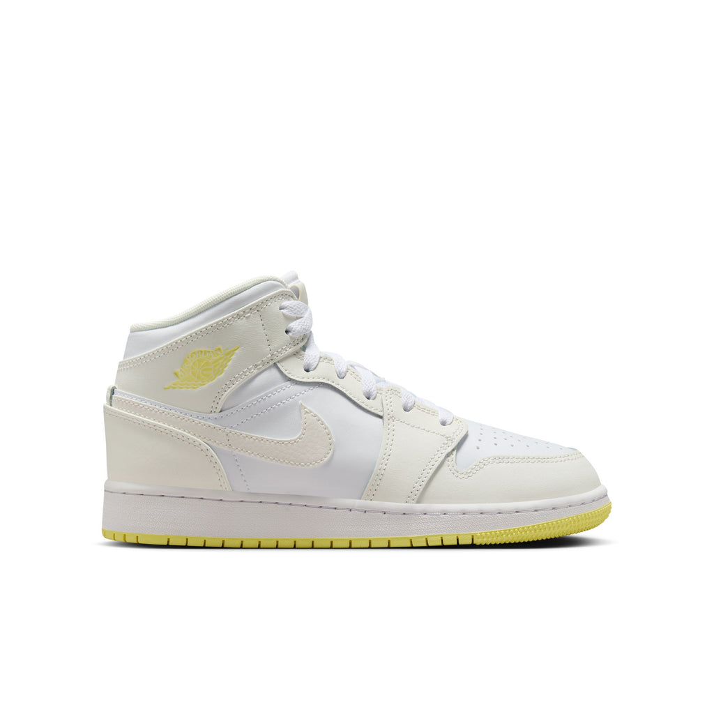 Air Jordan 1 Mid Big Kids' Shoes (GS) 'Sail/Laser Orange/White'