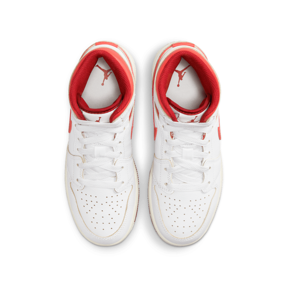 Air Jordan 1 Mid SE Older Kids' Shoes (GS) 'White/Lobster/Sail'