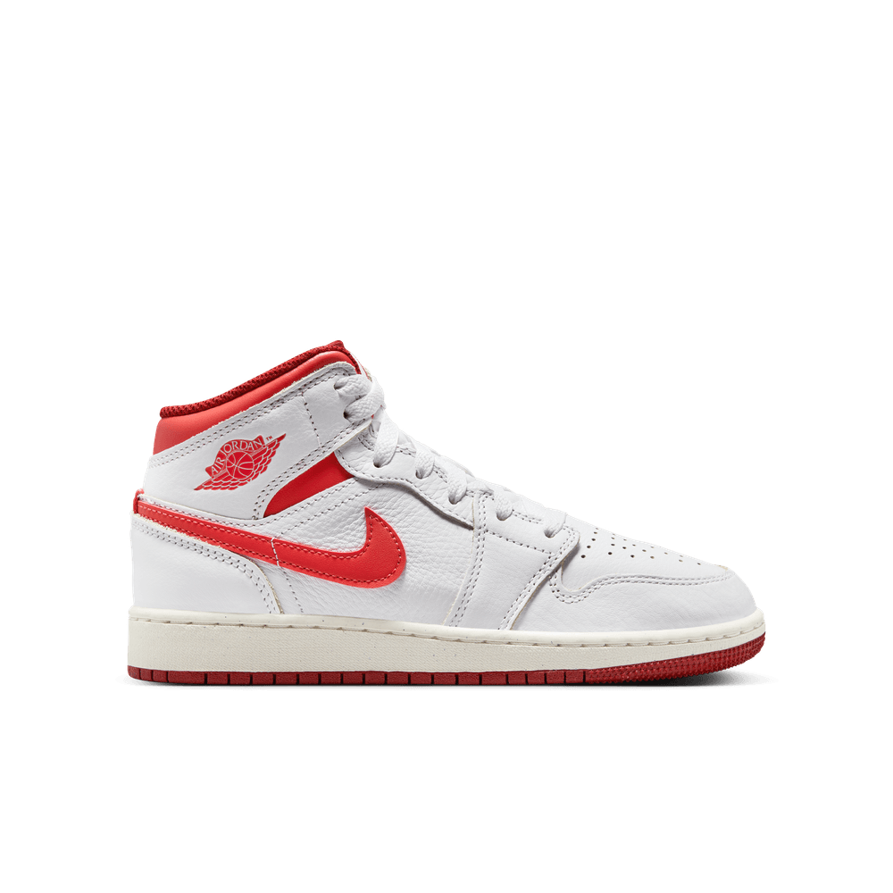 Air Jordan 1 Mid SE Older Kids' Shoes (GS) 'White/Lobster/Sail'