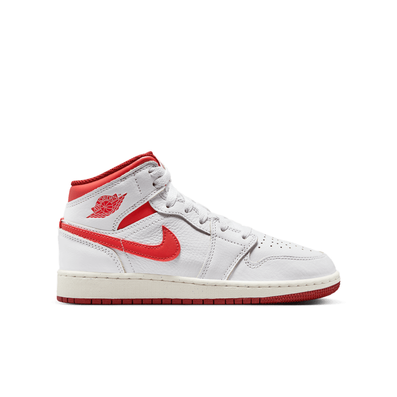 Air Jordan 1 Mid SE Older Kids' Shoes (GS) 'White/Lobster/Sail'