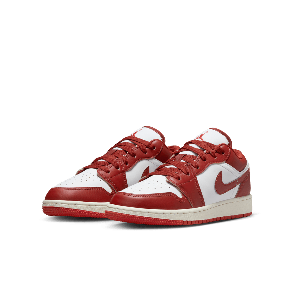 Air Jordan 1 Low SE Big Kids' Shoes (GS) 'White/Dune Red/Lobster'