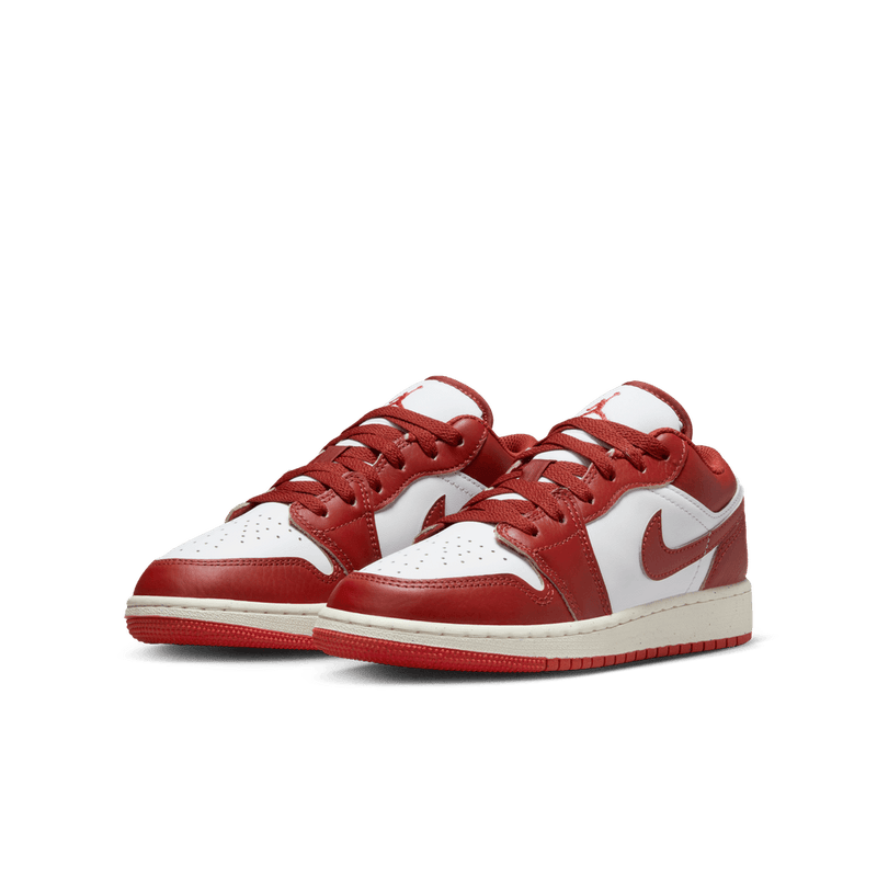 Air Jordan 1 Low SE Big Kids' Shoes (GS) 'White/Dune Red/Lobster'