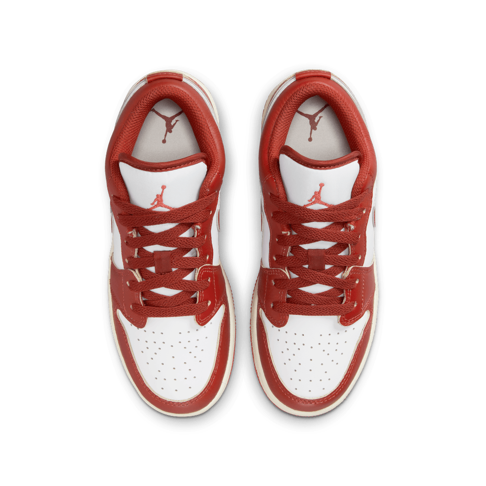 Air Jordan 1 Low SE Big Kids' Shoes (GS) 'White/Dune Red/Lobster'