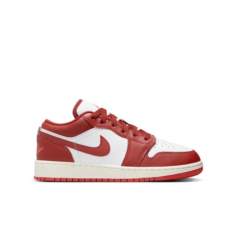 Air Jordan 1 Low SE Big Kids' Shoes (GS) 'White/Dune Red/Lobster'