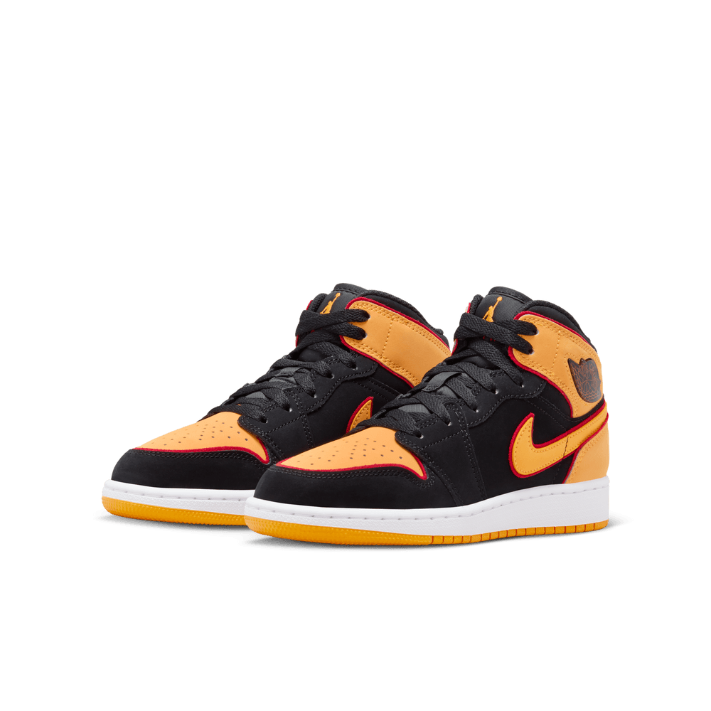 Air Jordan 1 Mid SE Big Kids' Shoes (GS) 'Black/Orange'