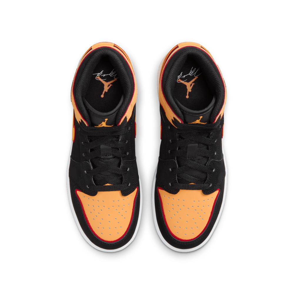 Air Jordan 1 Mid SE Big Kids' Shoes (GS) 'Black/Orange'