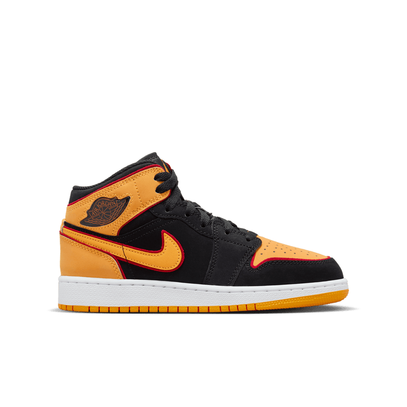 Air Jordan 1 Mid SE Big Kids' Shoes (GS) 'Black/Orange'