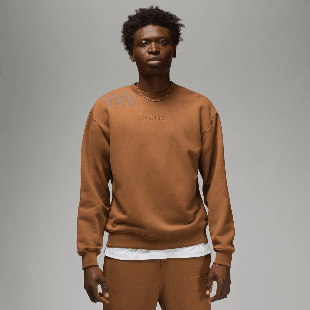 Air Jordan Wordmark Men's Fleece Crewneck Sweatshirt 'British Tan'