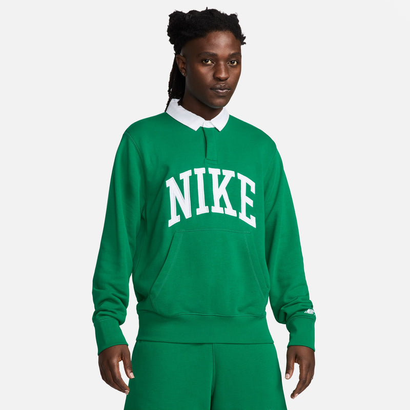 Nike Club Fleece Men's Long-Sleeve Fleece Polo 'Malachite/White'