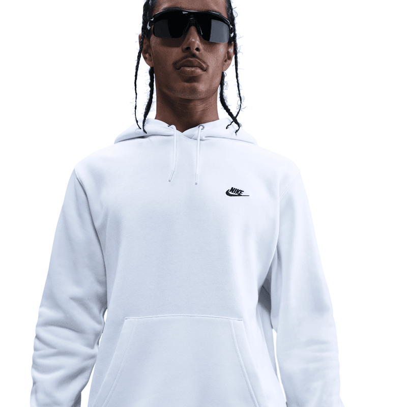 Nike Club Men's Pullover Fleece Hoodie 'White/Black'