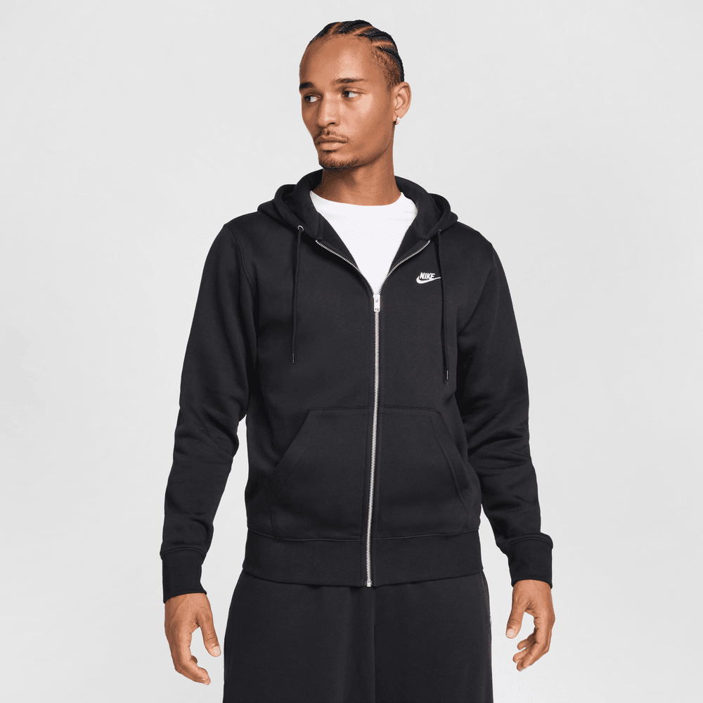 Nike Club Men's Full-Zip Fleece Hoodie 'Black'