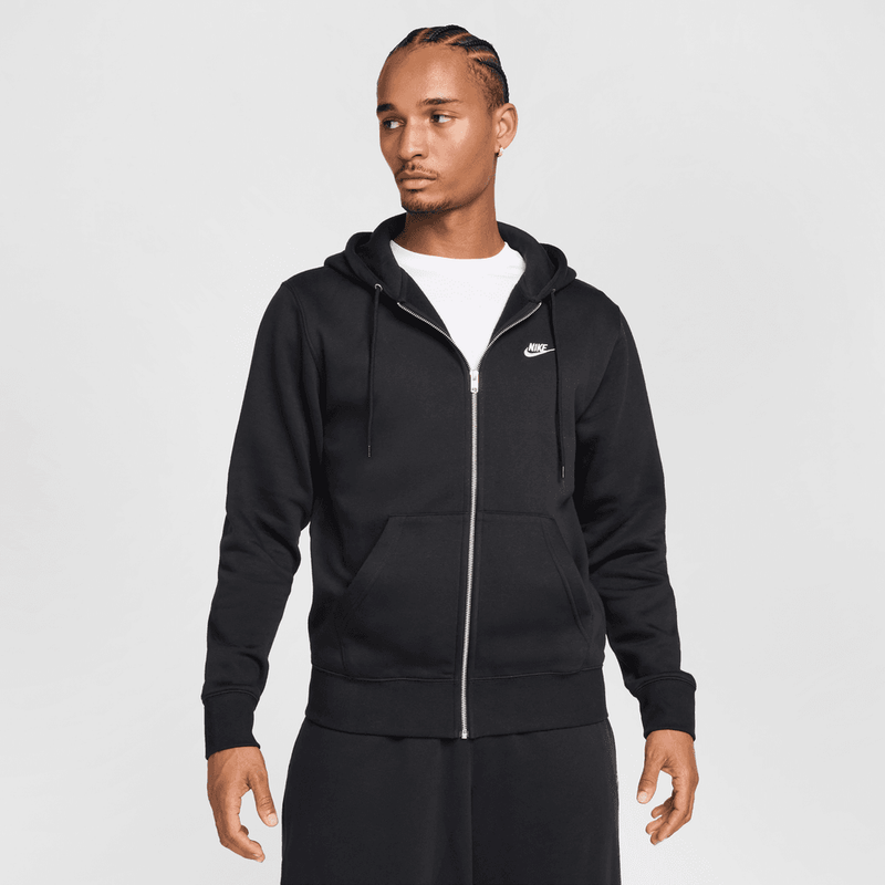 Nike Club Men's Full-Zip Fleece Hoodie 'Black'