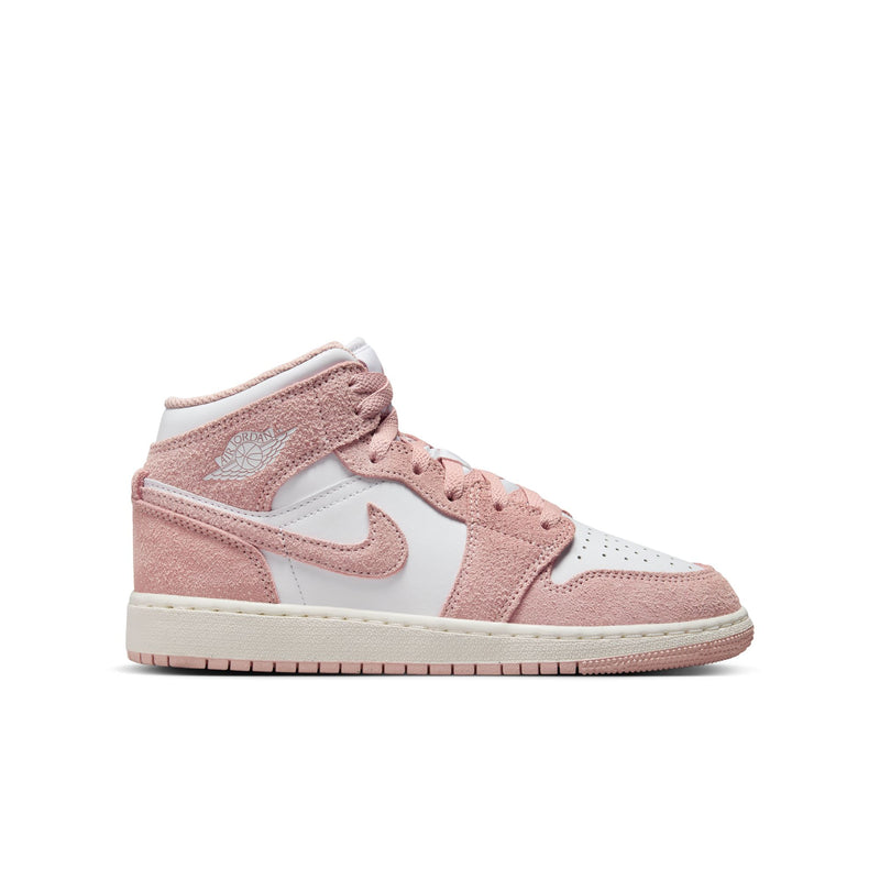 Air Jordan 1 Mid SE Big Kids' Shoes (GS) 'White/Legend Pink'