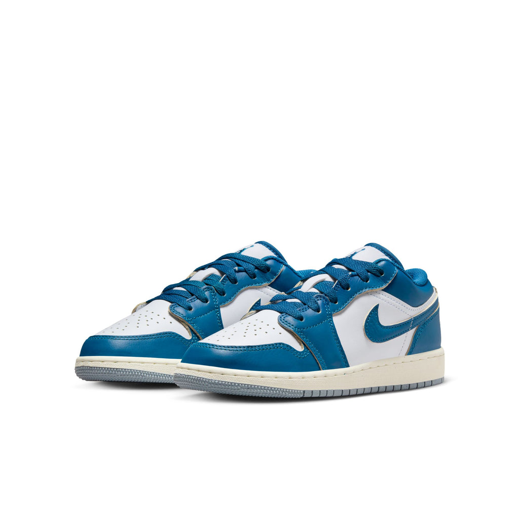 Air Jordan 1 Low SE Big Kids' Shoes (GS) 'White/Industrial Blue'