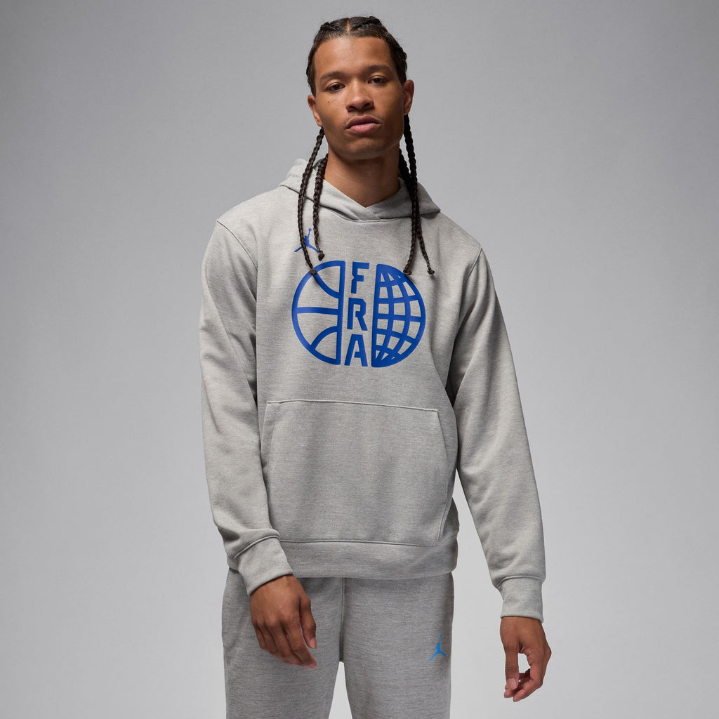 France Practice Men's Nike Basketball Fleece Hoodie 'Grey Heather/Royal'