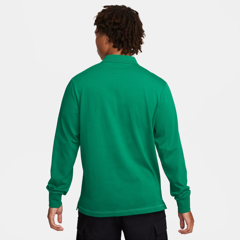 Nike Club Men's Long-Sleeve Knit Polo 'Malachite/White'