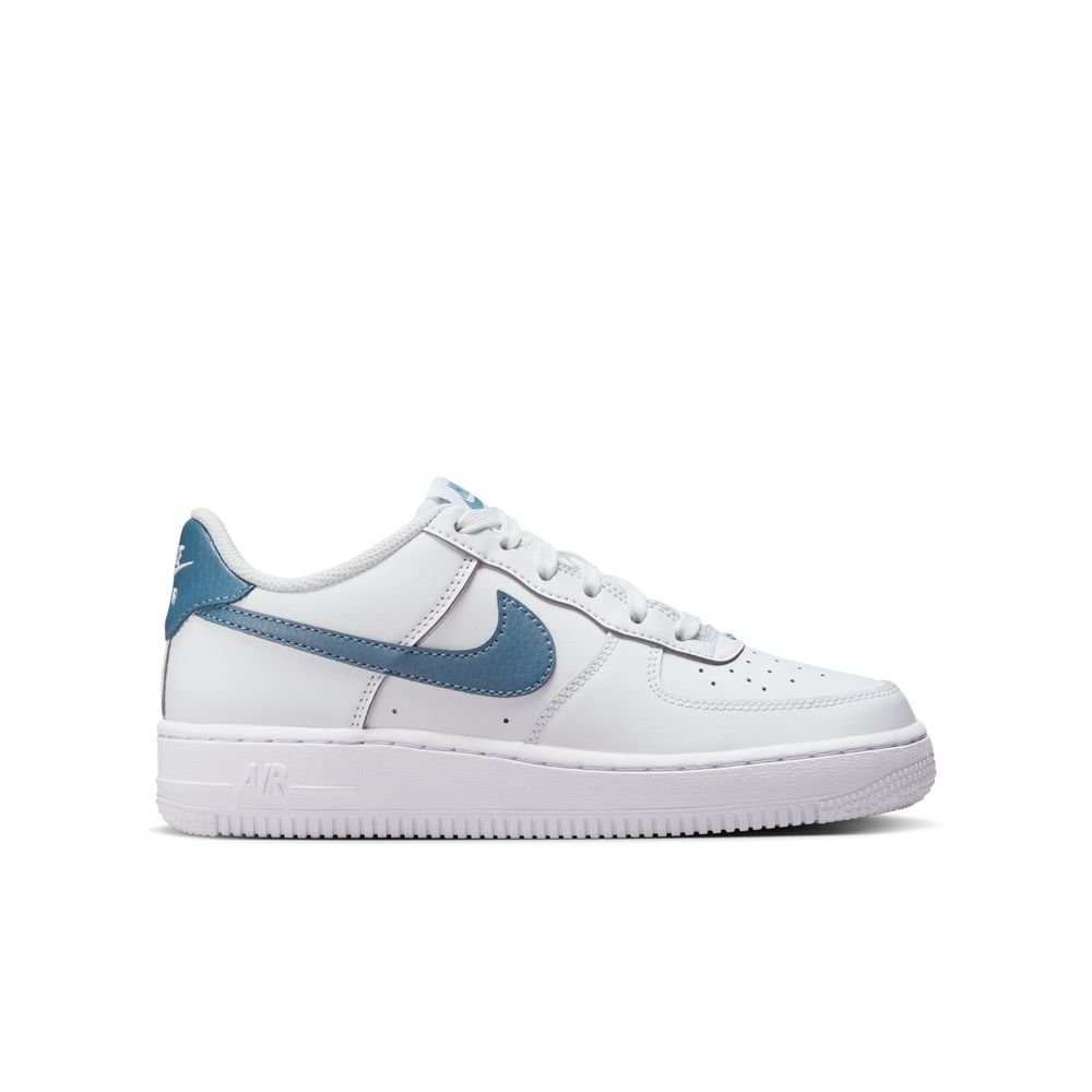 Nike Air Force 1 Big Kids' Shoes (GS) 'White/Thunderstorm/Silver'