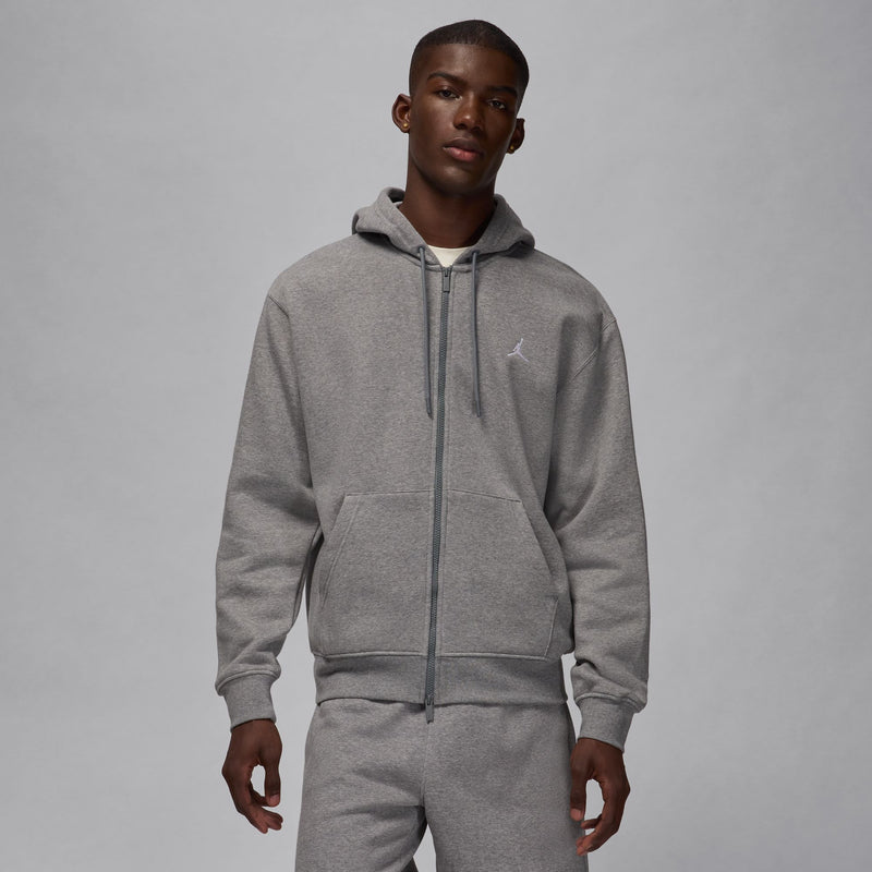 Jordan Brooklyn Fleece Men's Full-zip Hoodie 'Carbon Heather/White'