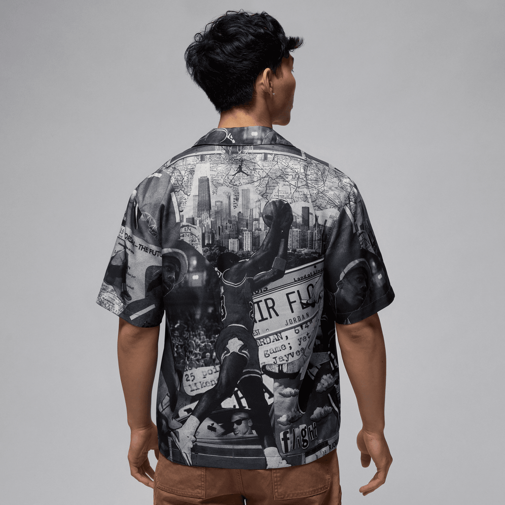 Jordan Essentials Men's Printed Camp Top 'Sail/Black'