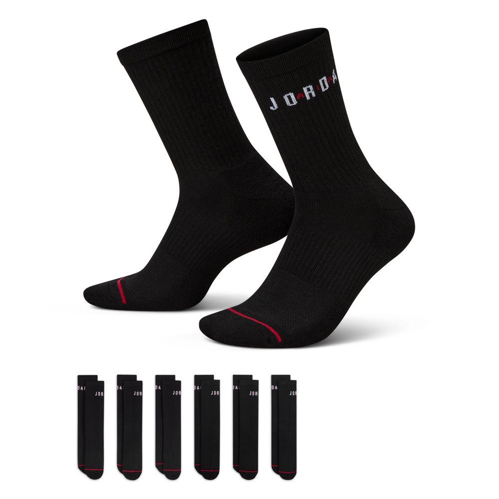 Jordan Everyday Crew Socks (6 Pairs) 'Black/Red/White'