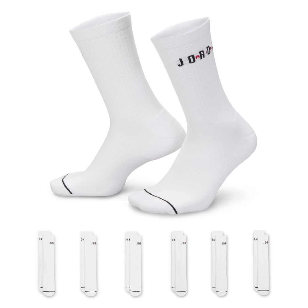 Jordan Everyday Crew Socks (6 Pairs) 'White/Red/Black'