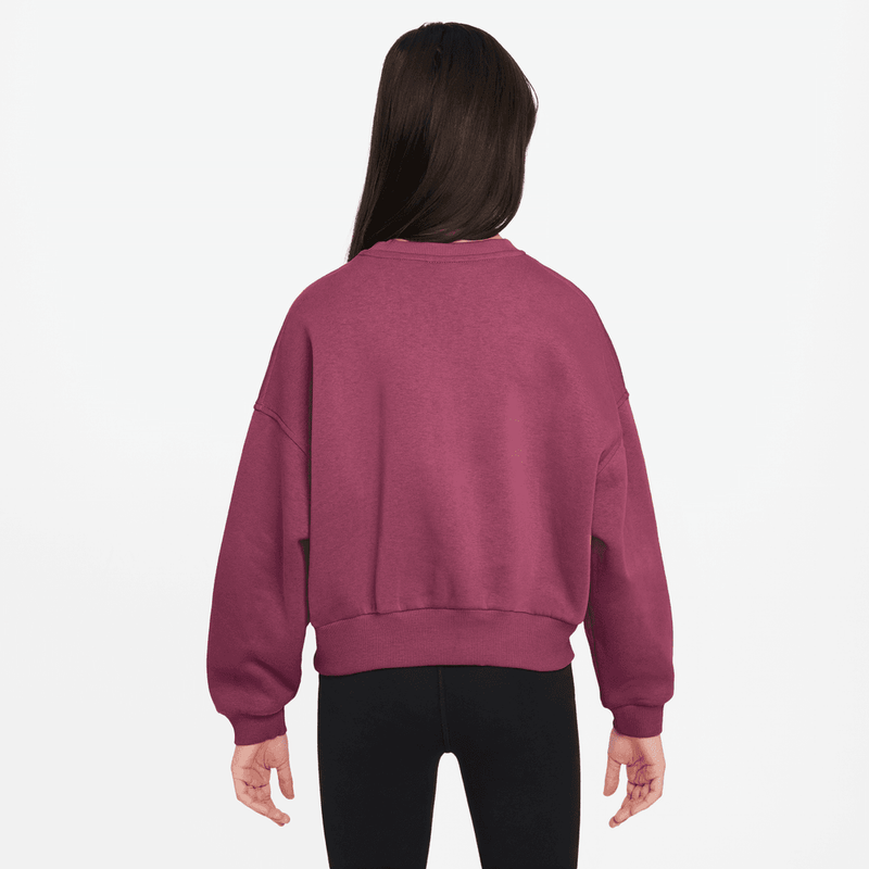 Nike Sportswear Club Fleece Girls' Boxy Crew-Neck Sweatshirt 'Sweet Beet'