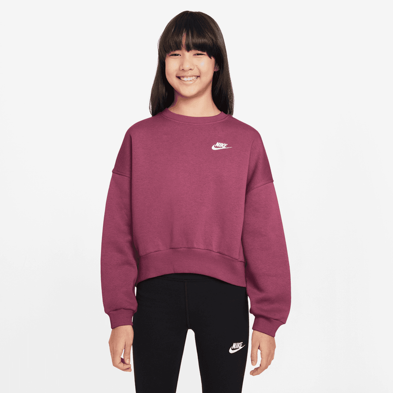 Nike Sportswear Club Fleece Girls' Boxy Crew-Neck Sweatshirt 'Sweet Beet'