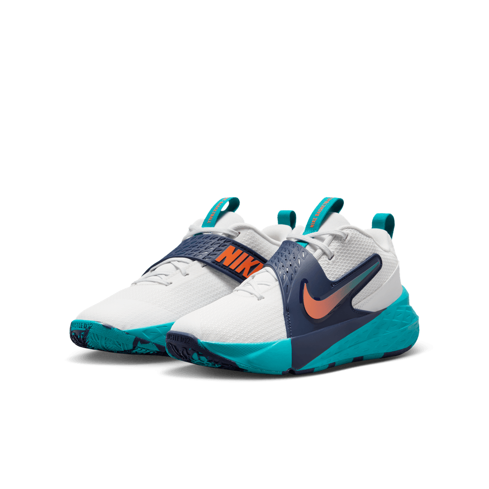 Nike Team Hustle D 12 Big Kids' Basketball Shoes (GS) 'Summit White/Safety Orange'
