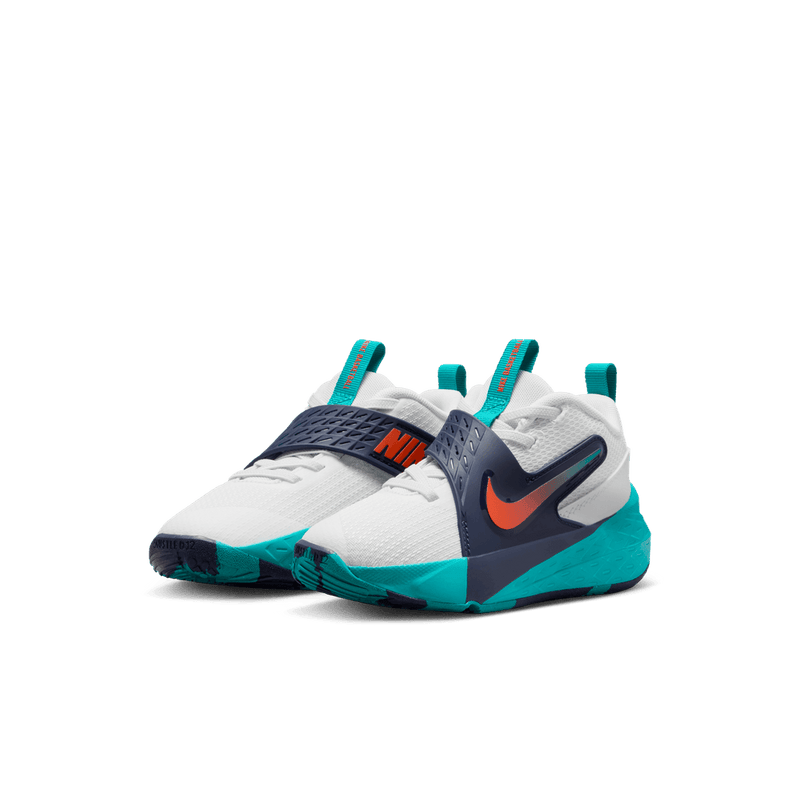 Nike Team Hustle D 12 Little Kids' Shoes 'White/Orange/Turquoise'