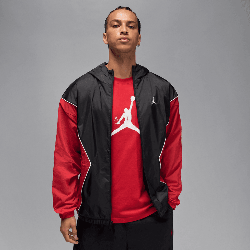 Jordan Brooklyn Men's Hooded Draft Jacket 'Black/Red/White'