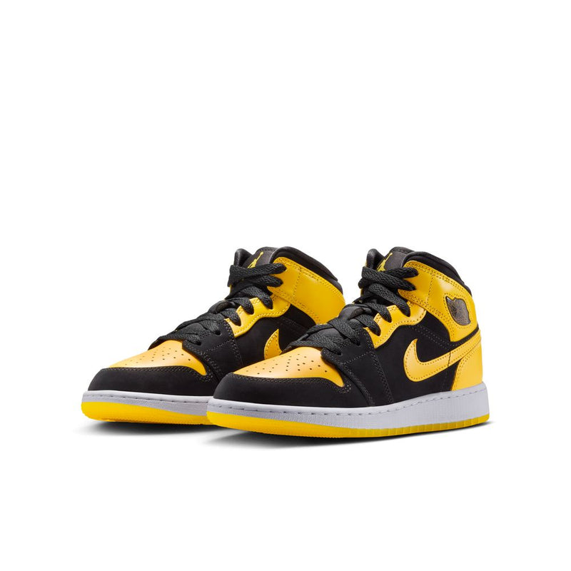 Air Jordan 1 Mid SE Big Kids' Shoes (GS) 'Black/Maize/White'