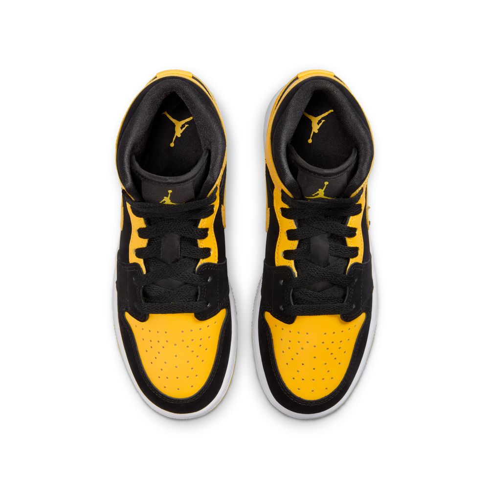 Air Jordan 1 Mid SE Big Kids' Shoes (GS) 'Black/Maize/White'