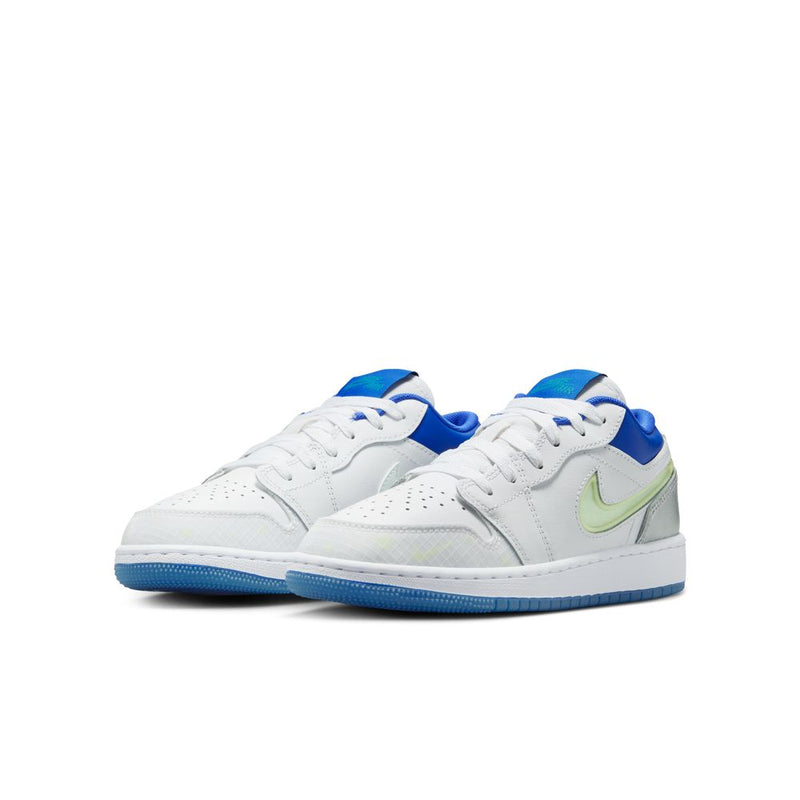 Air Jordan 1 Low Sneaker School Big Kids' Shoes (GS) 'White/Royal/Silver'