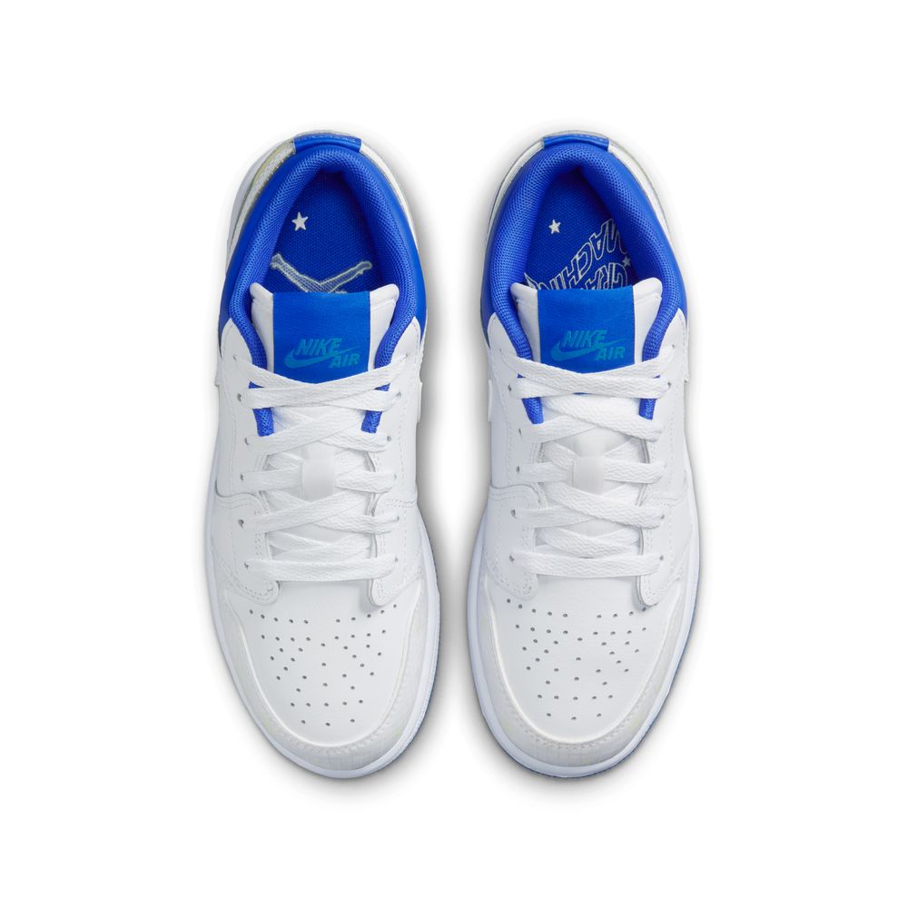 Air Jordan 1 Low Sneaker School Big Kids' Shoes (GS) 'White/Royal/Silver'