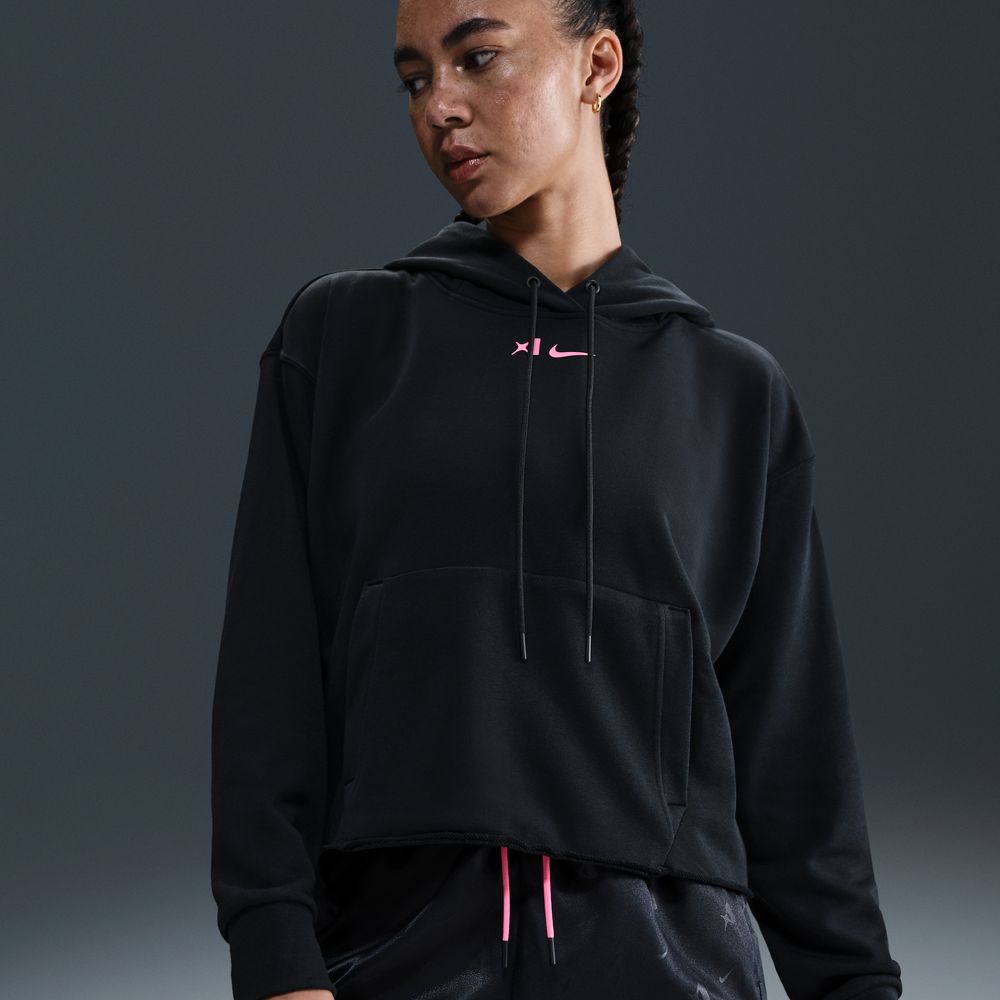 A'ja Wilson Women's Oversized Cropped Basketball Hoodie 'Black/Laser Pink'