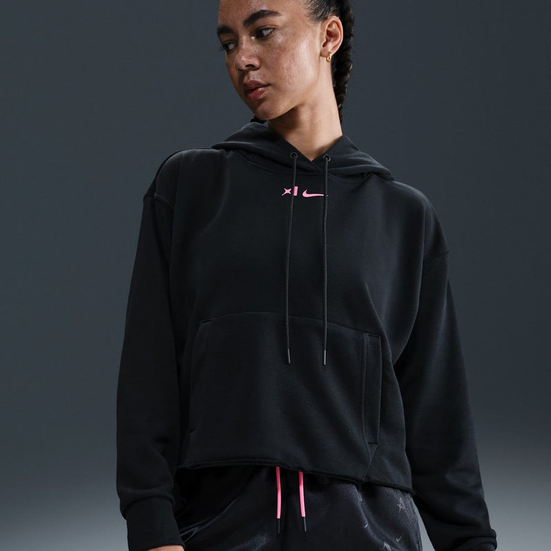 A'ja Wilson Women's Oversized Cropped Basketball Hoodie 'Black/Laser Pink'