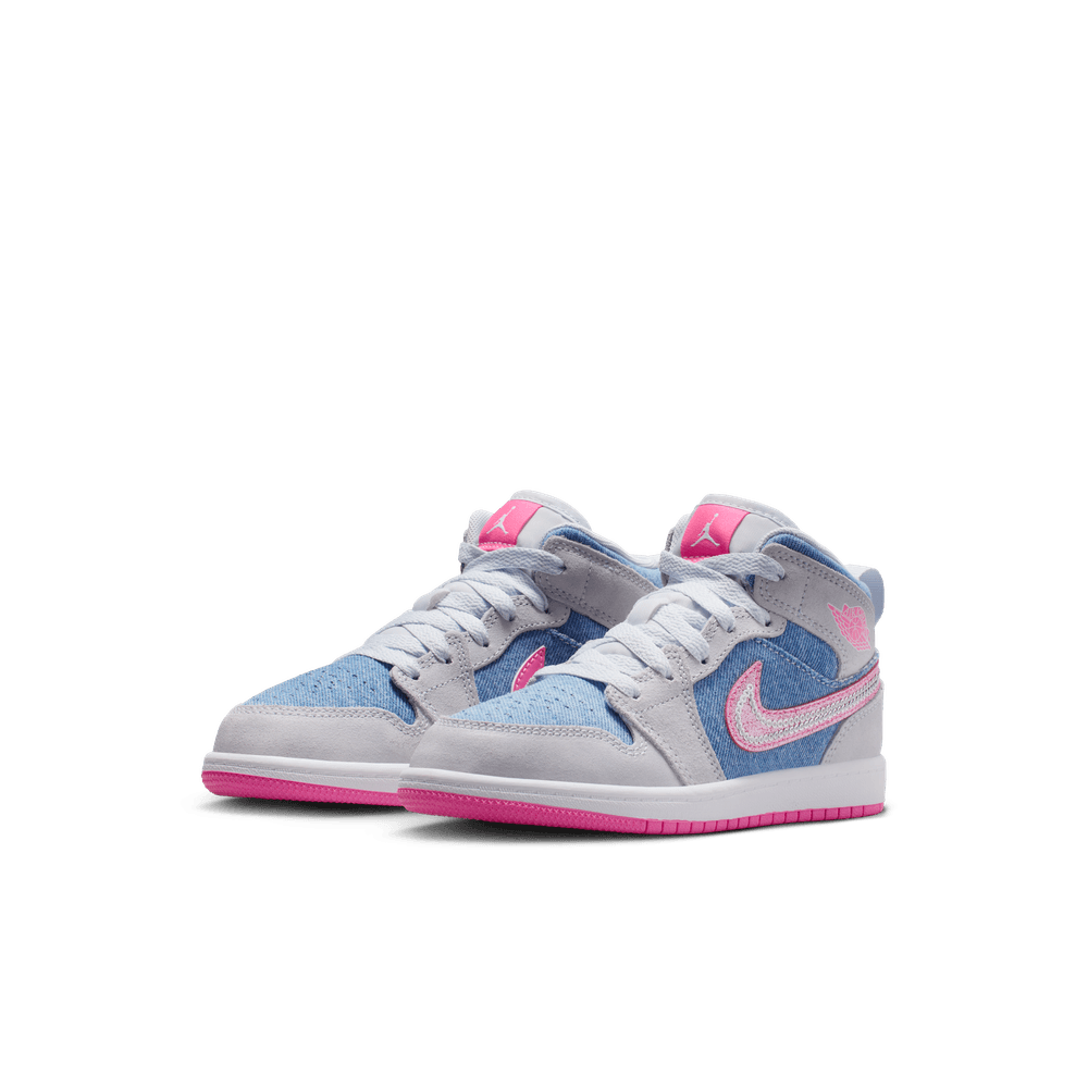 Jordan 1 Mid SE Little Kids' Shoes (PS) 'Cobalt Bliss/Pink/White'