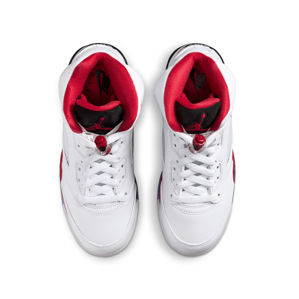 Air Jordan 5 Retro Big Kids' Shoes (GS) WHITE/FIRE RED-BLACK
