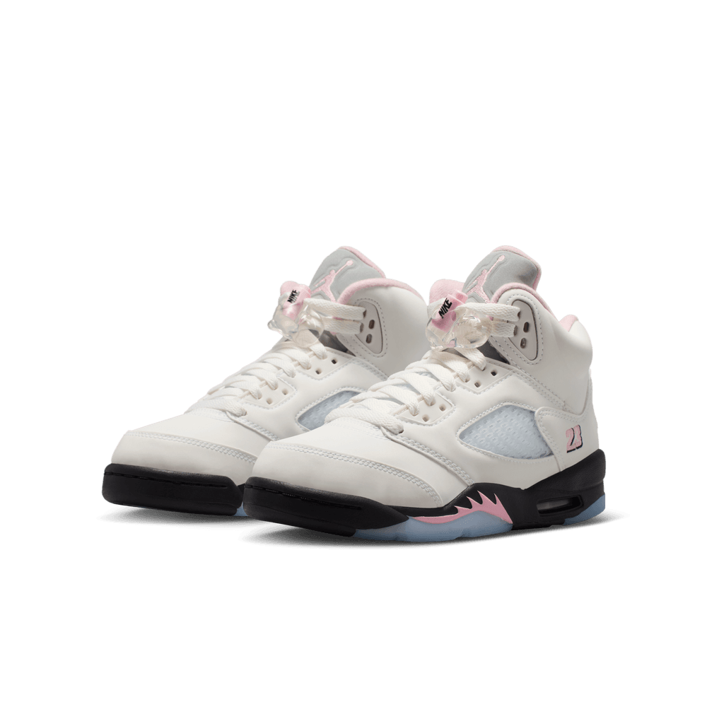 Air Jordan 5 Retro Big Kids' Shoes (GS) 'White/Pink/Black'