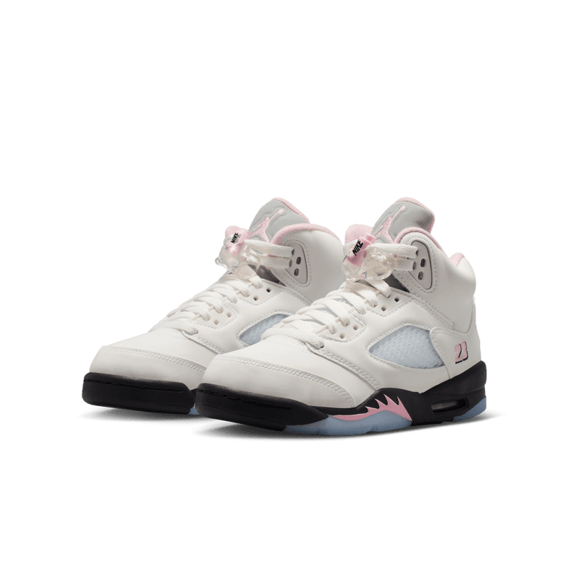 Air Jordan 5 Retro Big Kids' Shoes (GS) 'White/Pink/Black'
