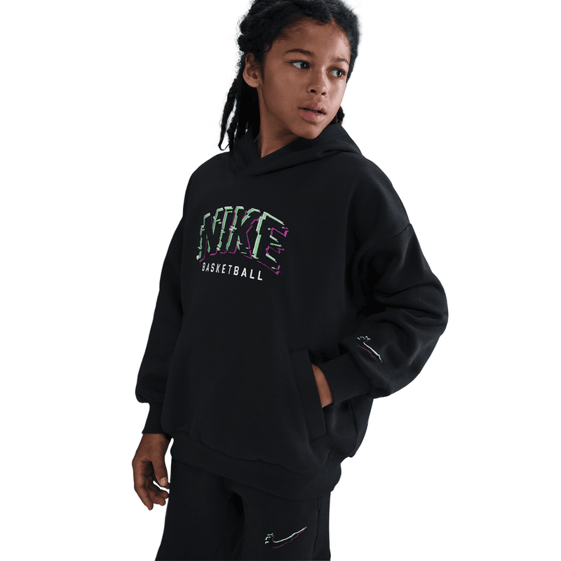 Nike Culture of Basketball Big Kids' Pullover Fleece Hoodie 'Black/Green'