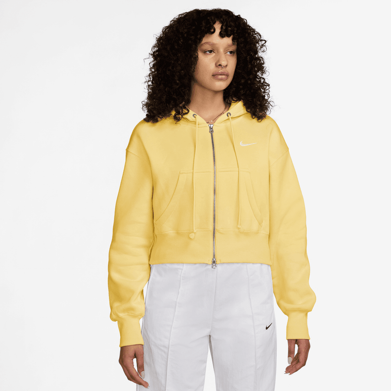 Nike Sportswear Phoenix Fleece Women's Loose Full-Zip Cropped Hoodie 'Soft Yellow'