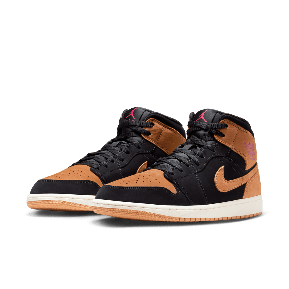 Air Jordan 1 Mid SE Men's Shoes 'Black/Flax/Red'