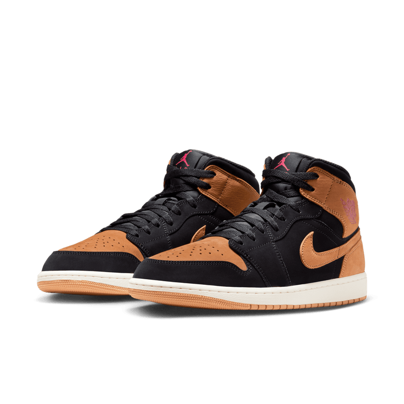 Air Jordan 1 Mid SE Men's Shoes 'Black/Flax/Red'