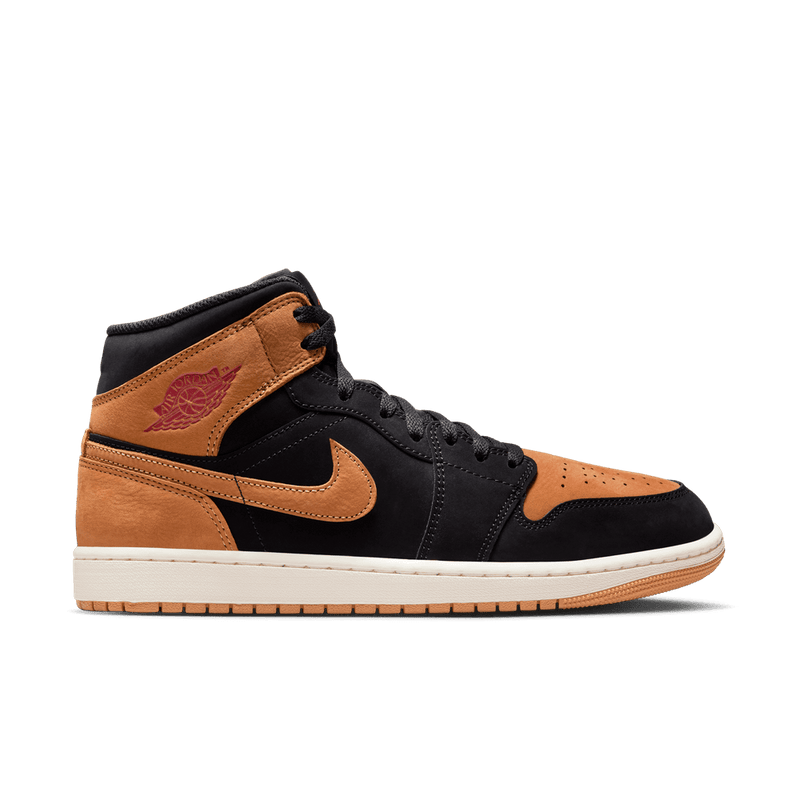 Air Jordan 1 Mid SE Men's Shoes 'Black/Flax/Red'