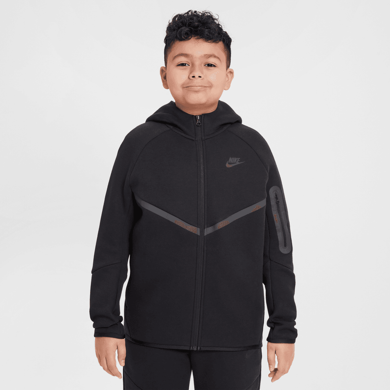 Nike Sportswear Tech Fleece Big Kids' Full-Zip Hoodie (Extended Size) 'Black'