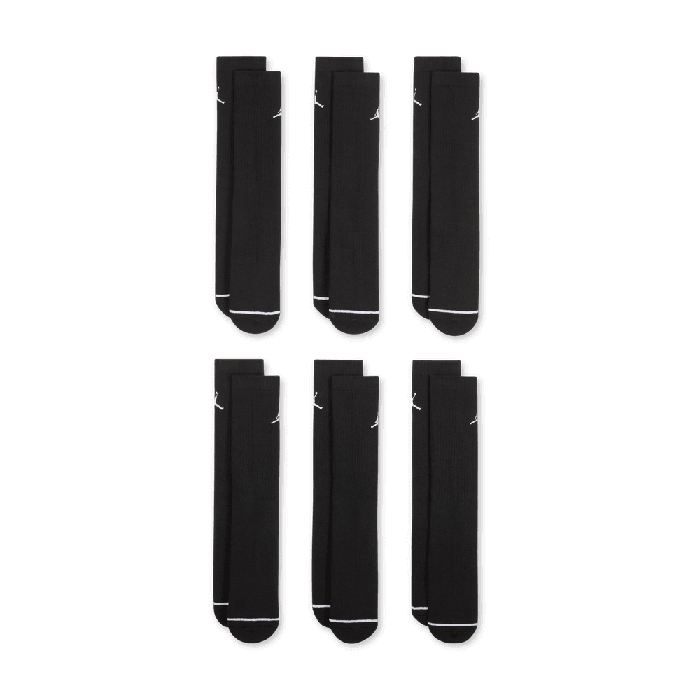 Jordan Everyday Cushioned Crew Socks (6 Pairs) 'Black/White'
