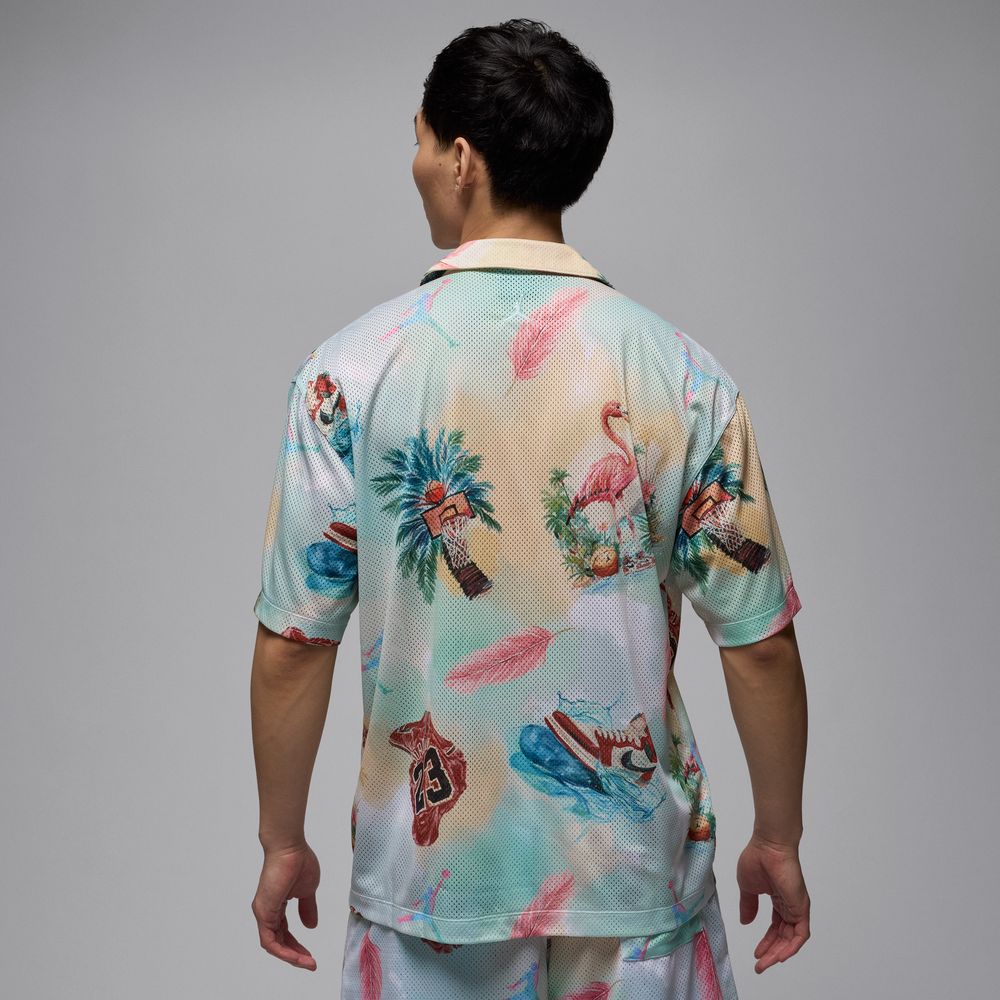 Jordan Essentials Men's Printed Camp Top 'Sail/Glacier Blue'